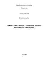 Referāts 'ISO standarta 9001:2000 8.sadaļas "Monitorings, mērīšana un uzlabojumi" skaidroj', 1.