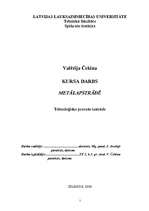 Referāts 'Tehnoloģisko procesu izstrāde', 1.