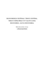 Konspekts 'Ekonomiskās sistēmas. Tirgus sistēma. Tirgus nepilnības un valsts loma ekonomikā', 1.