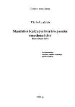 Referāts 'Skaidrītes Kaldupes literāro pasaku emocionalitāte', 1.