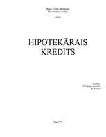 Konspekts 'Hipotekārais kredīts', 1.