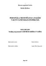 Diplomdarbs 'Personāla motivēšanas analīze valsts sanitārajā inspekcijā', 1.