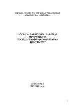 Referāts 'Sociālā darbinieka darbības miniprojekts sociālā gadījuma risināšanas kontekstā', 1.