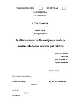 Referāts 'Kultūras nozares finansējuma modeļa analīze Madonas novada pašvaldībā', 1.