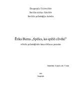 Referāts 'Ēriks Berns "Spēles, ko spēlē cilvēki"', 1.
