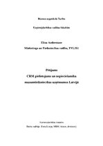 Referāts 'CRM pielietojums un nepieciešamība mazumtirdzniecības uzņēmumos Latvijā', 1.