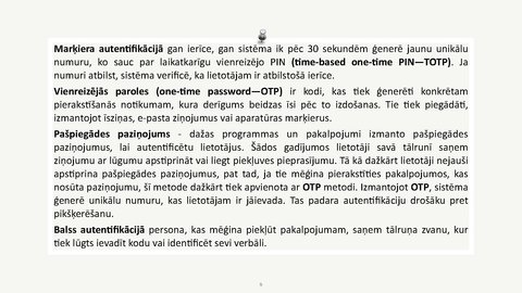 Prezentācija 'Autentifikācijas metodes, drošu privāto atslēgu glabāšana, digitālie paraksti', 6.