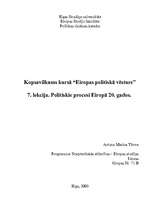 Konspekts 'Politiskie procesi Eiropā 20.gados', 1.