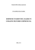 Diplomdarbs 'Ieņēmumu un izdevumu analīze un uzskaites pilnveide uzņēmumā', 1.