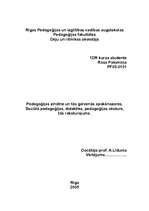 Referāts 'Pedagoģijas zinātne un tās galvenās apakšnozares. Sociālā pedagoģija, didaktika,', 1.