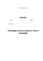Referāts 'Psiholoģijas vēstures aspekti un virzieni psiholoģijā', 1.