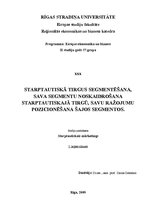 Konspekts 'Starptautiskā tirgus segmentēšana', 1.