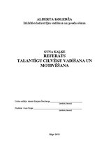 Referāts 'Talantīgu cilvēku vadīšana un motivēšana', 1.