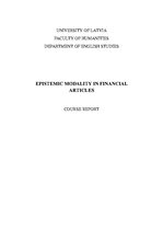 Referāts 'Epistemic Modality in Financial Articles', 1.