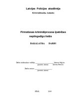 Diplomdarbs 'Pirmstiesas kriminālprocesa īpatnības nepilngadīgo lietās', 1.