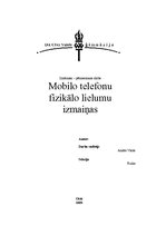 Referāts 'Mobilo telefonu fizikālo lielumu izmaiņas', 1.
