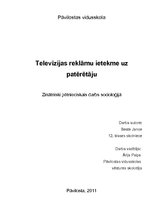 Referāts 'Televīzijas reklāmu ietekme uz patērētāju', 1.