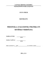 Referāts 'Personāla atalgojuma politika un sistēmas veidošana', 1.