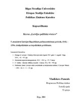Referāts 'Latvijas Republikas parlamentārisma periods, 1918.-1934.gads: iekšpolitiskās un ', 1.