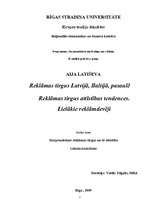Konspekts 'Reklāmas tirgus Latvijā, Baltijā, pasaulē. Reklāmas tirgus attīstības tendences.', 1.