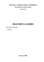 Konspekts 'Eksāmena darbs filosofijā', 1.