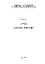 Konspekts 'V.Velšs "Estētikas robežceļi"', 1.
