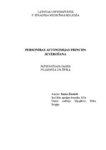 Eseja 'Personības autonomijas principa ievērošana', 1.