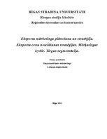 Konspekts 'Eksporta mārketinga plānošana un stratēģija. Mērķatirgus izvēle', 1.