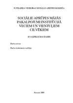 Referāts 'Sociālie pakalpojumi aprūpei mājās veciem un vientuļiem cilvēkiem', 1.