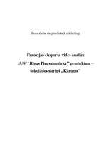 Referāts 'Francijas eksporta vides analīze A/S "Rīgas Piensaimnieks" produktam - šokolādes', 1.