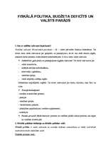 Konspekts 'Fiskālā politika, budžeta deficīts un valsts parāds', 1.