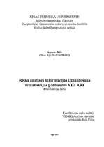 Referāts 'Riska analīzes informācijas izmantošana tematiskajās pārbaudēs VID RRI', 1.