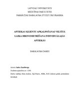Diplomdarbs 'Aptiekas klientu apkalpošanai veltītā laika hronometrēšana individuālajās aptiek', 1.