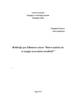 Eseja 'Refleksija par J.Domena rakstu "Dzīves māksla: kā es sargāju savas dzīves kvalit', 1.