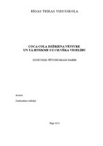 Referāts 'Coca-cola dzēriena vēsture un tā ietekme uz cilvēka veselību', 1.