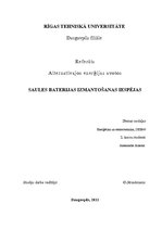 Referāts 'Saules baterijas izmantošanas iespējas', 1.