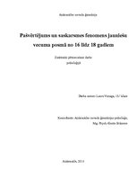 Referāts 'Pašvērtējums un saskarsmes fenomens jauniešu vecuma posmā no 16 līdz 18 gadiem', 1.
