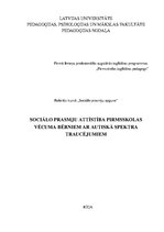 Referāts 'Sociālo prasmju attīstība pirmsskolas vecuma bērniem ar autiskā spektra traucēju', 1.