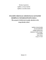 Eseja 'Konferences raksts. Pusaudžu seksuālā audzināšana skolā', 1.