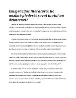 Eseja 'Emigrācijas literatūra. Ko nozīmē piederēt savai tautai un dzimtenei?', 1.