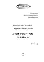 Referāts 'Investīciju projektu novērtēšana', 1.