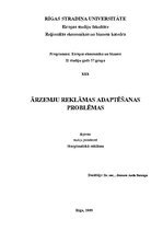 Referāts 'Ārzemju reklāmas adaptēšanas problēmas', 1.