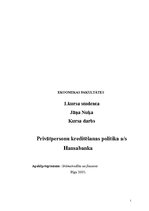 Referāts 'Privātpersonu kreditēšanas politika AS "Hansabanka"', 1.