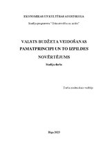 Referāts 'Valsts budžeta veidošanas pamatprincipi un to izpildes novērtējums', 1.
