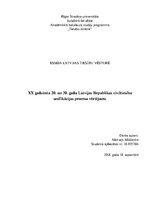 Eseja 'XX gadsimta 20. un 30.gadu Latvijas Republikas civiltiesību unifikācijas procesu', 1.