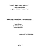 Konspekts 'Ražošanas resursu tirgus. Ienākumu sadale', 1.