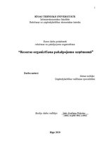 Referāts 'Resursu organizēšana pakalpojumu uzņēmumā', 1.