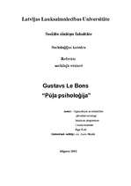 Referāts 'Gustavs Le Bons "Pūļa psiholoģija"', 1.