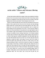 Eseja 'Tobacco and Tolerance: Blowing Smoke', 1.