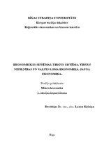 Konspekts 'Ekonomiskās sistēmas. Tirgus sistēma. Tirgus nepilnības un valsts loma ekonomikā', 1.